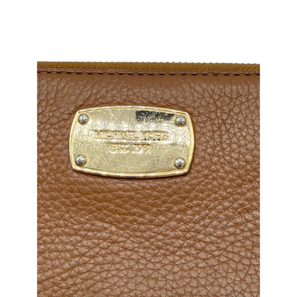 Michael Kors Jet Set Continental Wallet in Brown Pebbled Leather w/ Gold Hardwar - Picture 8 of 11